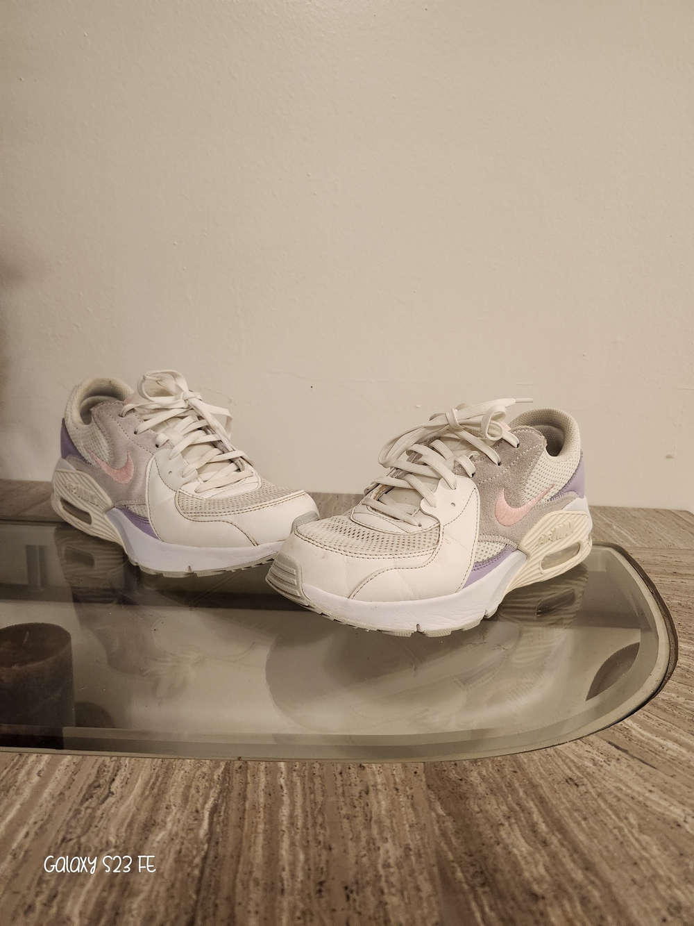 Nike Women’s White Sneakers with Pink Swoosh & Lavender Accents